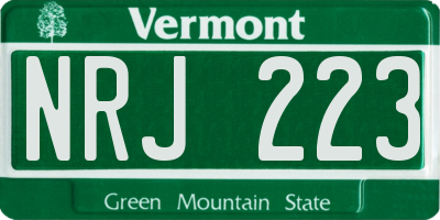 VT license plate NRJ223