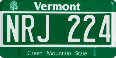 VT license plate NRJ224