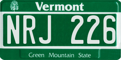 VT license plate NRJ226