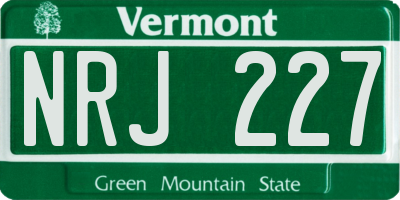 VT license plate NRJ227