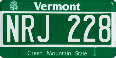 VT license plate NRJ228