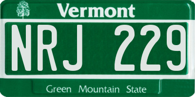 VT license plate NRJ229