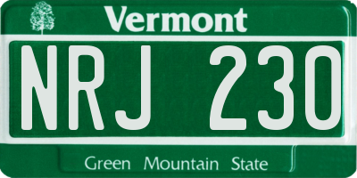 VT license plate NRJ230
