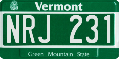 VT license plate NRJ231