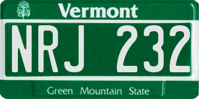 VT license plate NRJ232