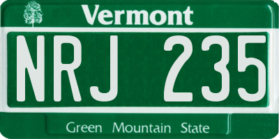 VT license plate NRJ235