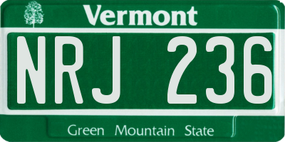 VT license plate NRJ236