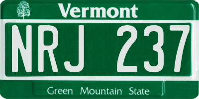 VT license plate NRJ237