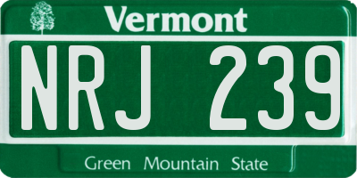 VT license plate NRJ239