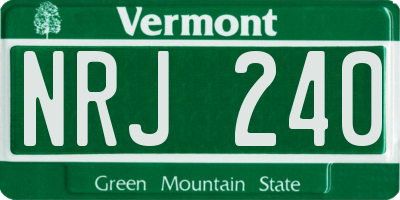 VT license plate NRJ240