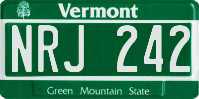 VT license plate NRJ242