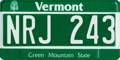 VT license plate NRJ243