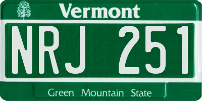 VT license plate NRJ251