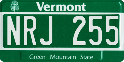 VT license plate NRJ255