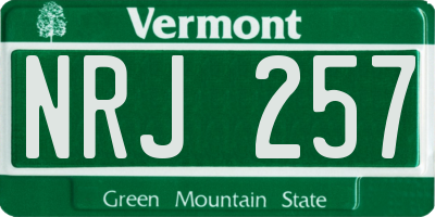 VT license plate NRJ257