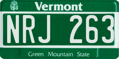 VT license plate NRJ263