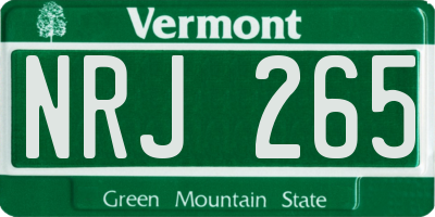 VT license plate NRJ265