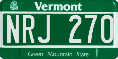 VT license plate NRJ270