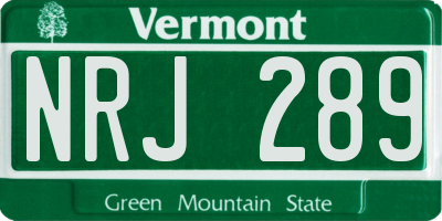 VT license plate NRJ289