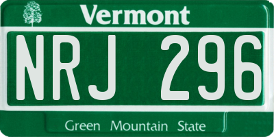 VT license plate NRJ296