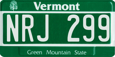 VT license plate NRJ299