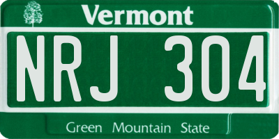 VT license plate NRJ304