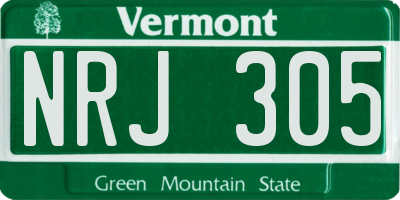 VT license plate NRJ305
