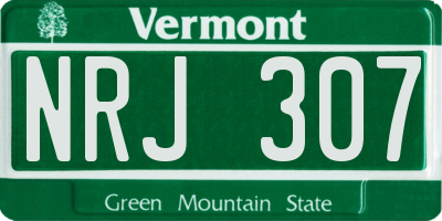 VT license plate NRJ307