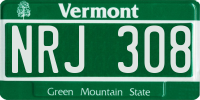 VT license plate NRJ308