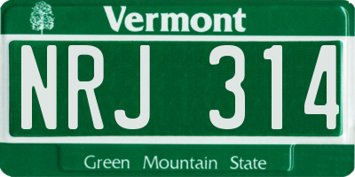 VT license plate NRJ314