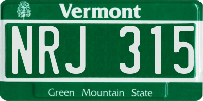 VT license plate NRJ315