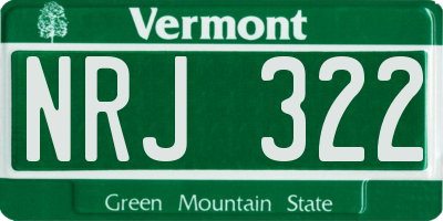 VT license plate NRJ322