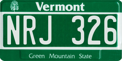 VT license plate NRJ326