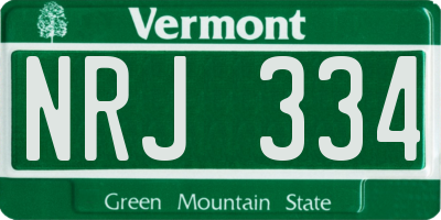 VT license plate NRJ334