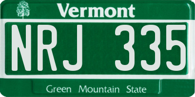 VT license plate NRJ335