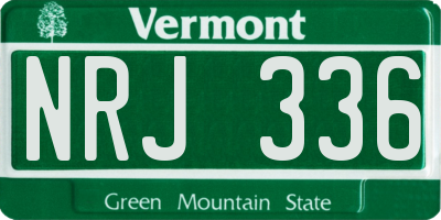 VT license plate NRJ336