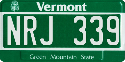 VT license plate NRJ339