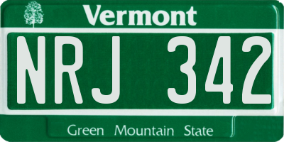VT license plate NRJ342
