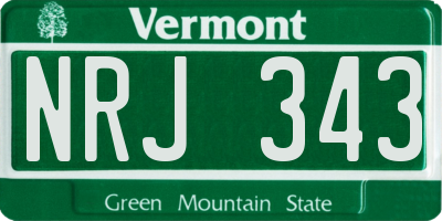 VT license plate NRJ343