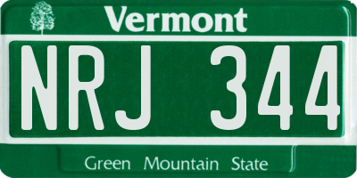 VT license plate NRJ344