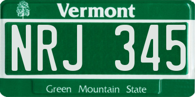 VT license plate NRJ345