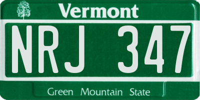 VT license plate NRJ347
