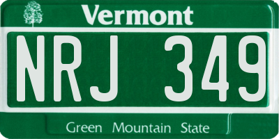 VT license plate NRJ349