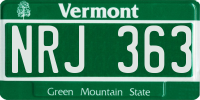 VT license plate NRJ363