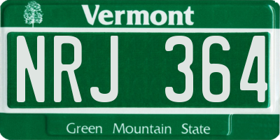 VT license plate NRJ364