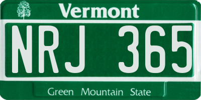 VT license plate NRJ365