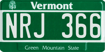 VT license plate NRJ366