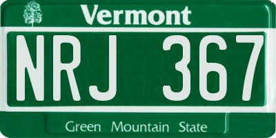 VT license plate NRJ367