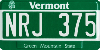 VT license plate NRJ375