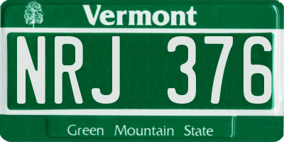 VT license plate NRJ376